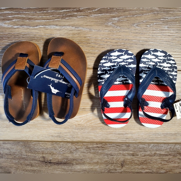 🇺🇲Tommy Bahama boys navy, brown sandals & red,white, blue sandals Size 6-7 - Picture 3 of 13